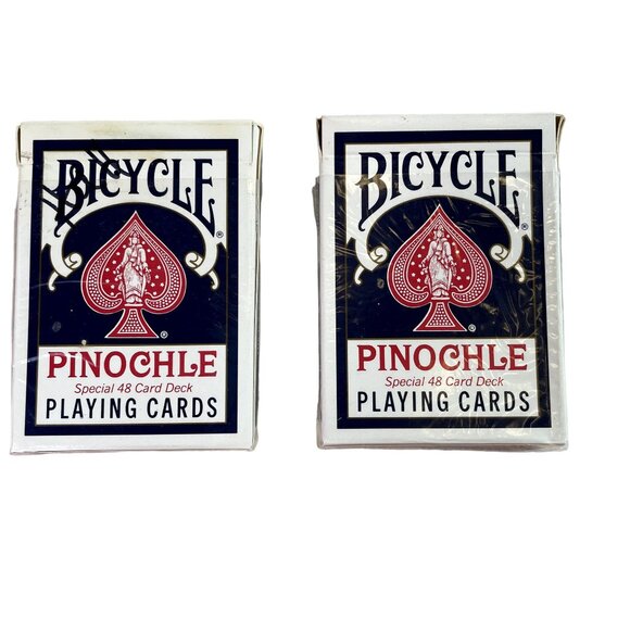 Set of 2 Pinocle Playing Bicycle Cards Special 48 u Card Deck Air Cushion Finish - Picture 1 of 4